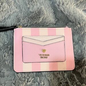 Victoria's Secret Pink and Cream Stripe Wallet/Coin Holder